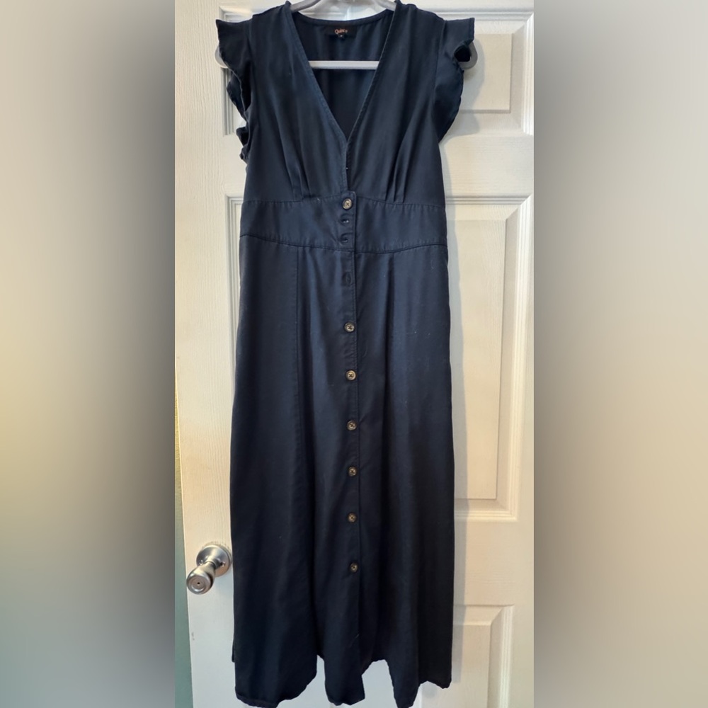 Quince Black Button-Front Pencil Skirt